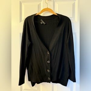 Ann Taylor 100% Merino Wool Black Button-Up Cardigan